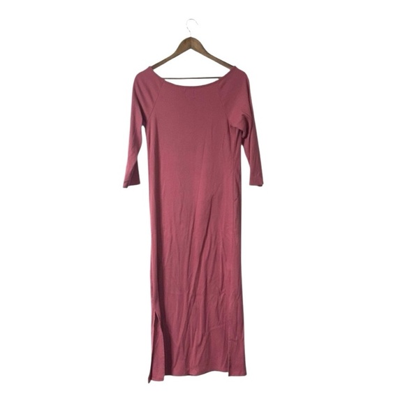 Hatch the Nines Pink Ribbed Maxi Long Length Dress Long Sleeve Maternity Large - Picture 2 of 4